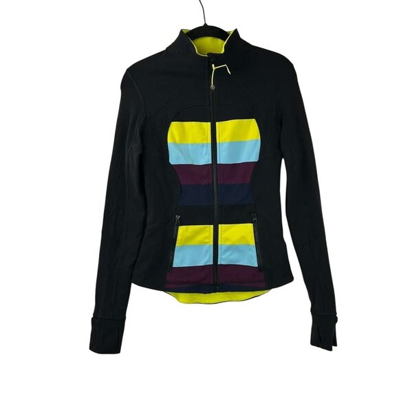 Lululemon Women's Size 4 Zip-Up Jacket Black Pow Stripe Split Pea Luon - Picture 7 of 13